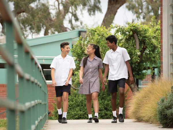 Students walking outside